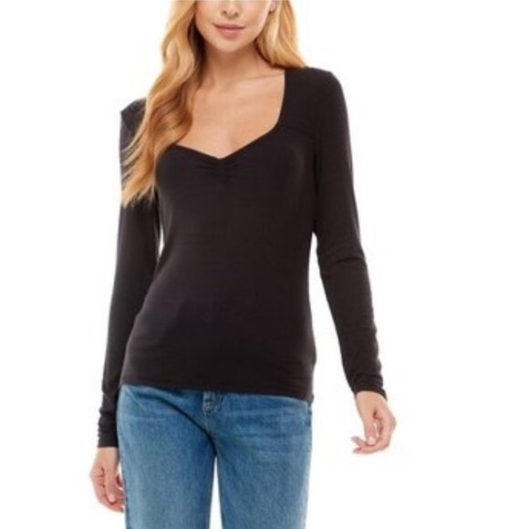 Derek Heart Juniors' Rib-Knit Sweetheart-Neckline Top - Picture 1 of 6